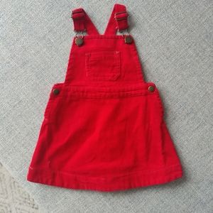 Hanna Andersson Red Jumper Dress Corduroy Overalls NEW